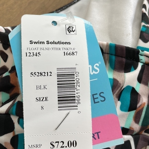 Nwt Swim Solutions FLOATING ISLAND V-Neck Ruffled tankini Swim Top - 8 - Picture 4 of 4